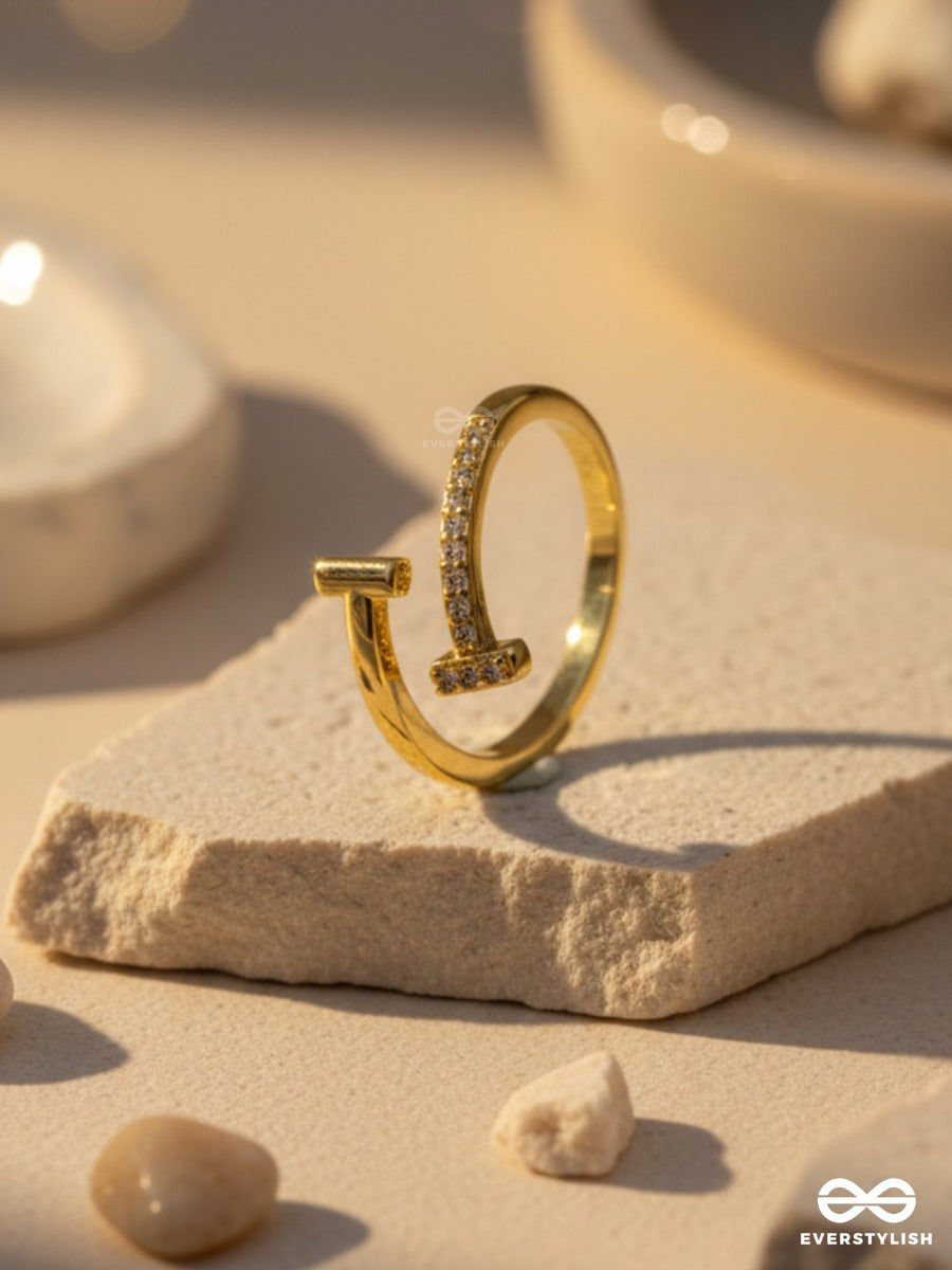 Glint Bar - Modern Open Gold Ring