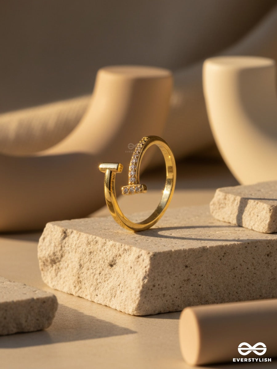 Glint Bar - Modern Open Gold Ring