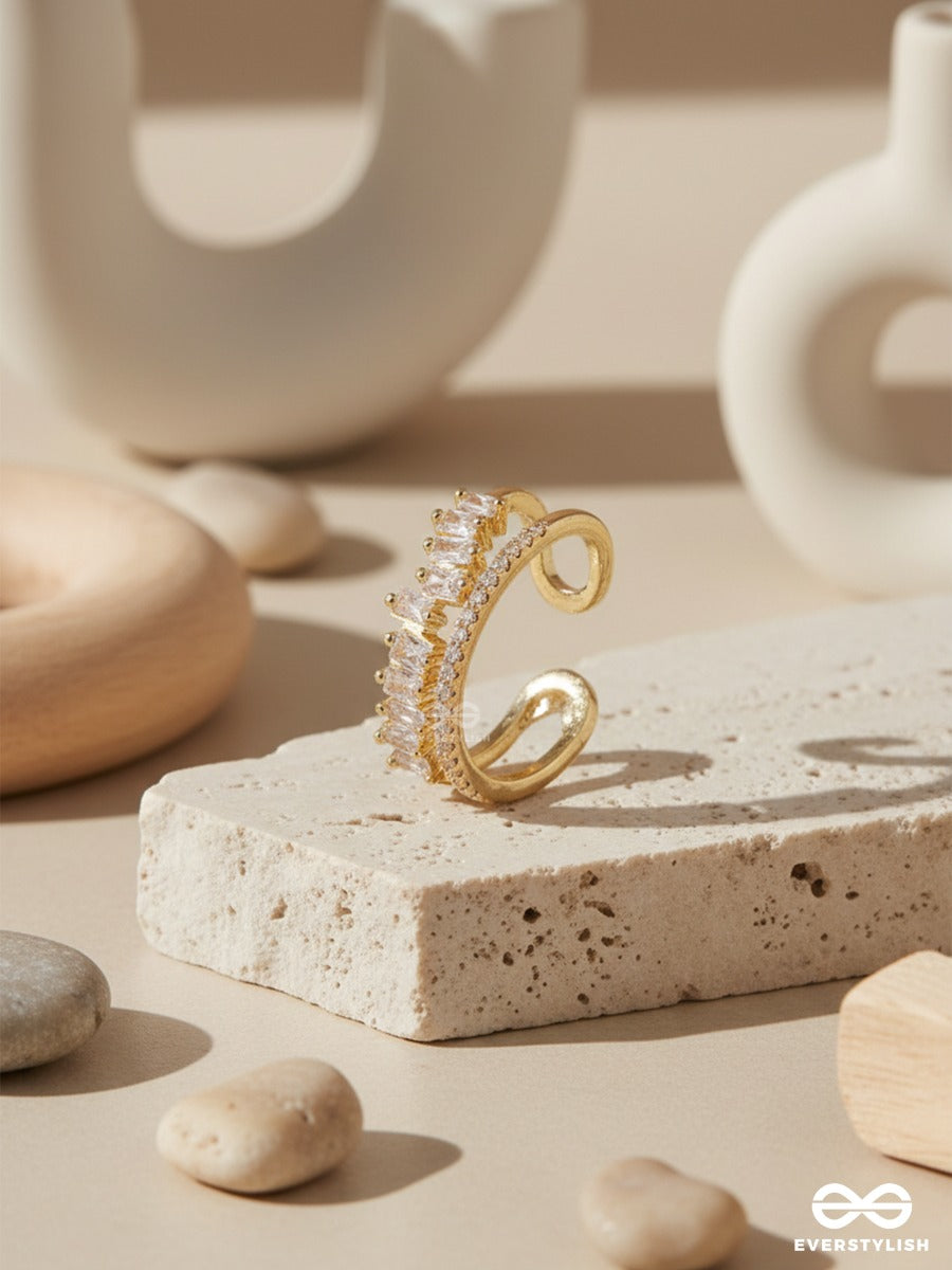 Crystal Crest - Sculpted Gold Ring
