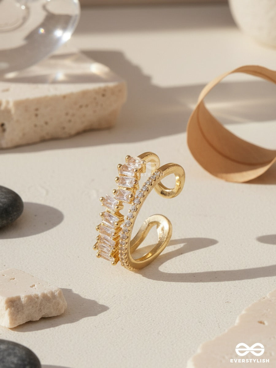 Crystal Crest - Sculpted Gold Ring