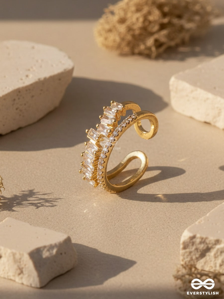 Crystal Crest - Sculpted Gold Ring