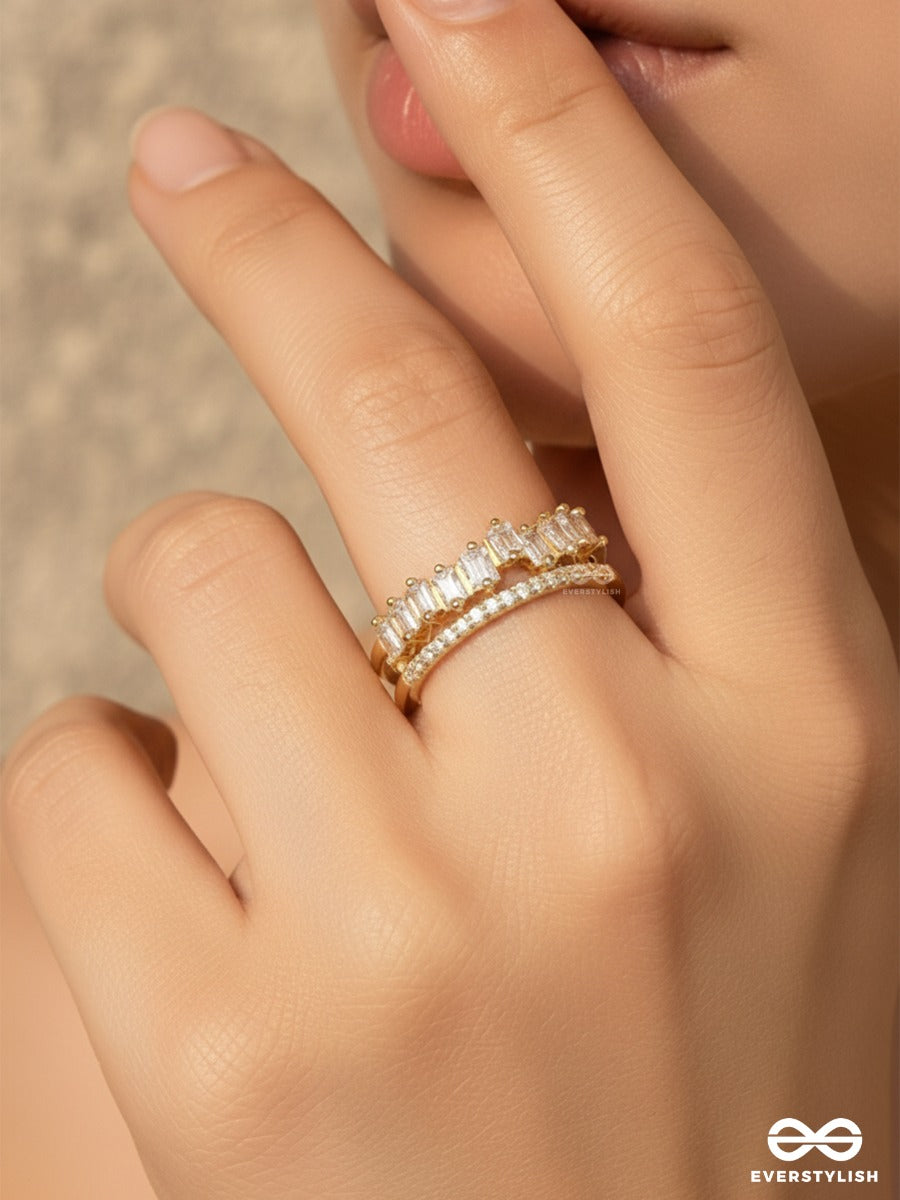 Crystal Crest - Sculpted Gold Ring