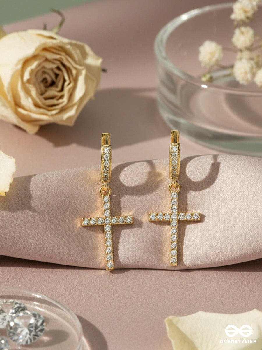 Radiant Reverie - Dainty Cross Drop Earrings