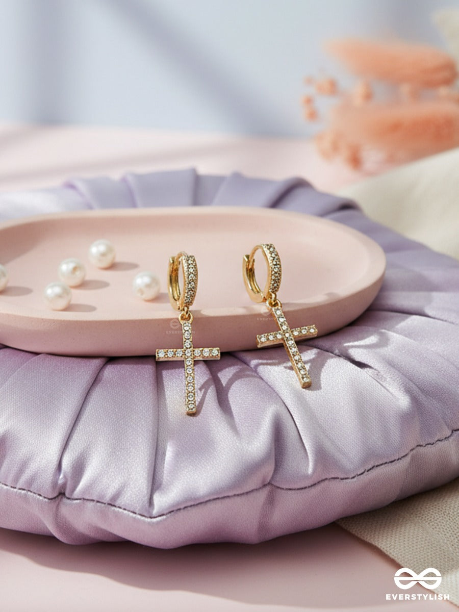 Radiant Reverie - Dainty Cross Drop Earrings