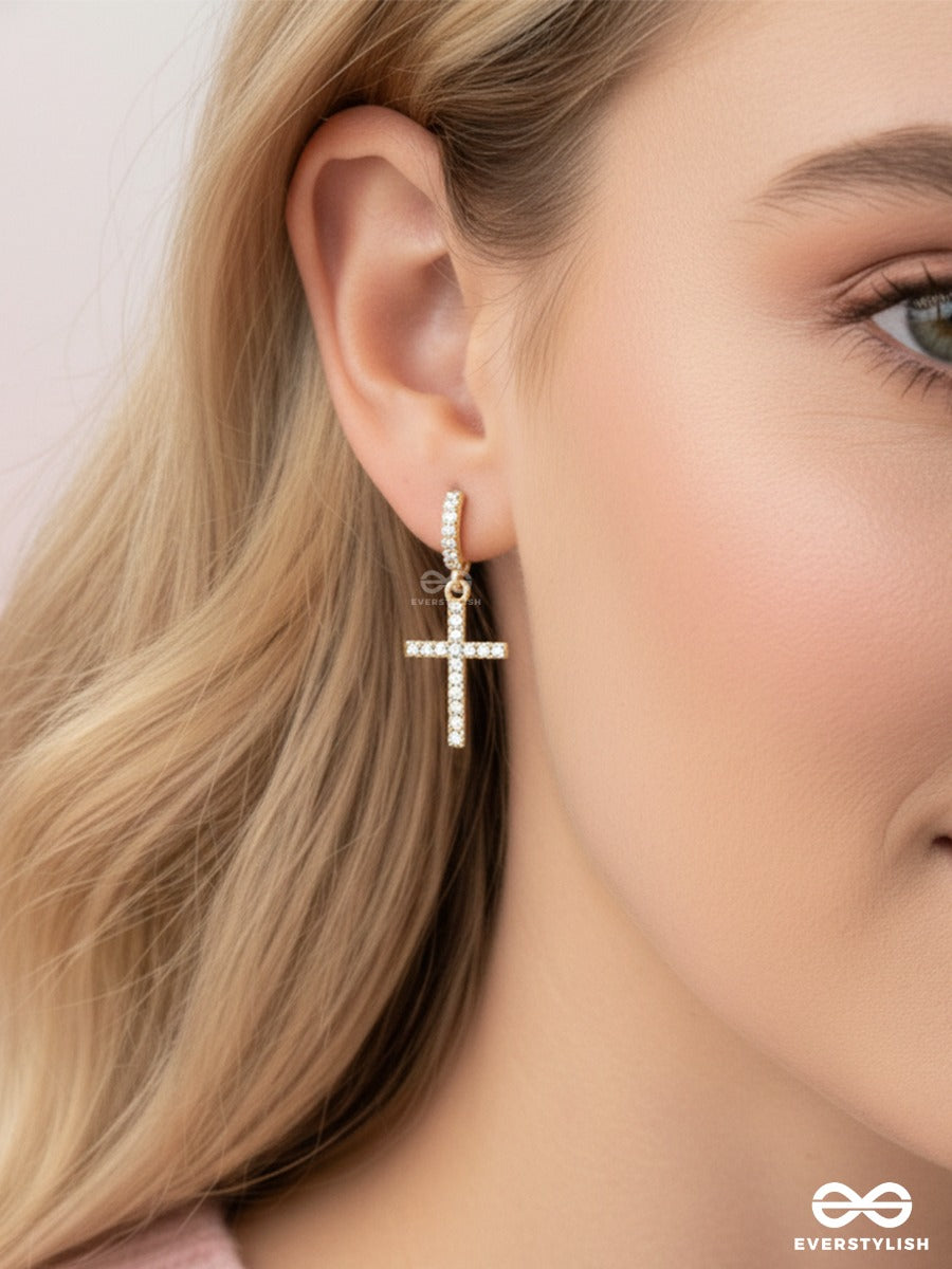 Radiant Reverie - Dainty Cross Drop Earrings