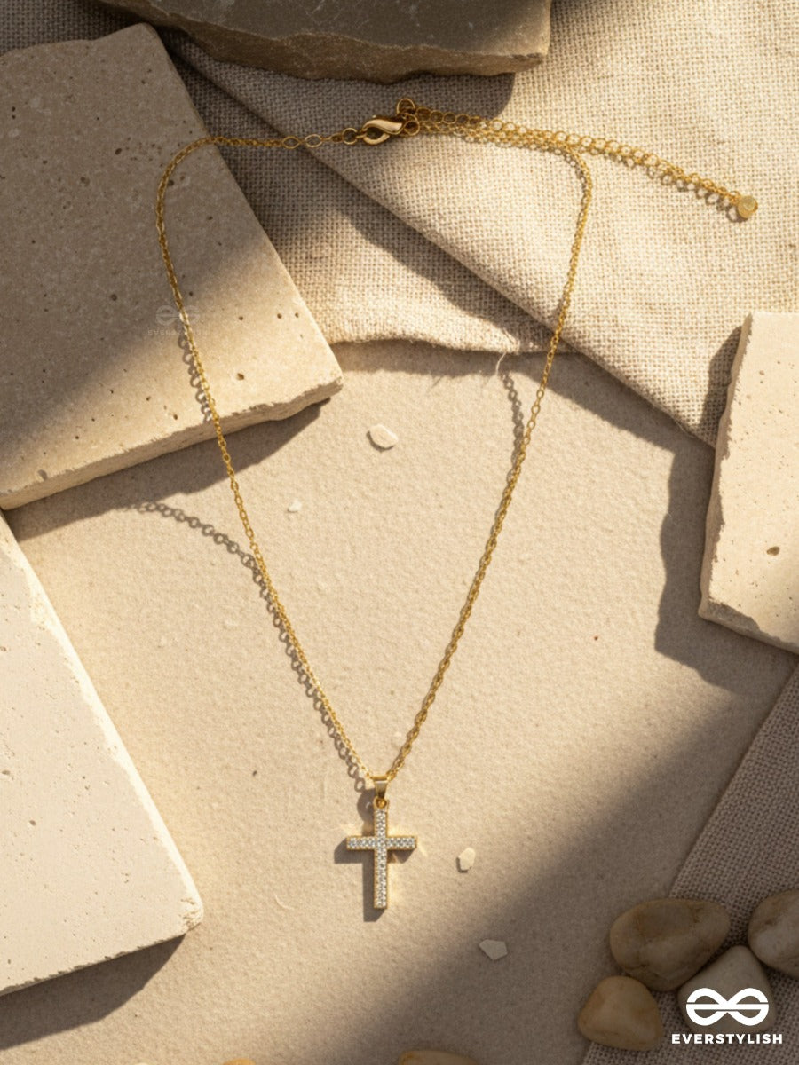 Divine Line - Crystal Cross Necklace