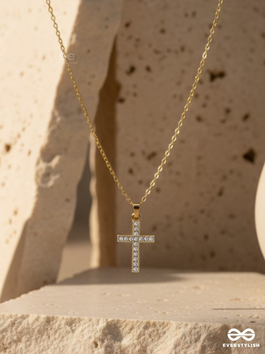 Divine Line - Crystal Cross Necklace