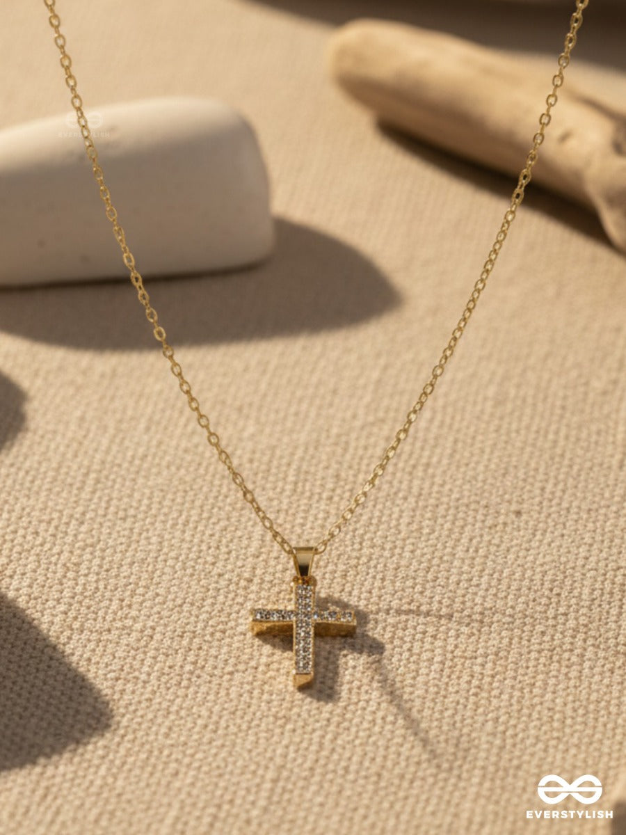 Divine Line - Crystal Cross Necklace