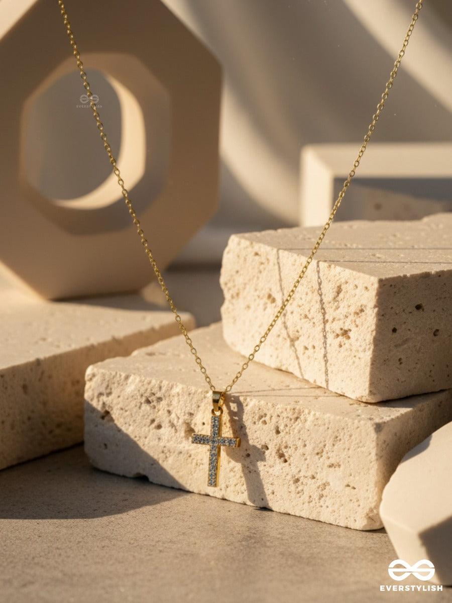 Divine Line - Crystal Cross Necklace
