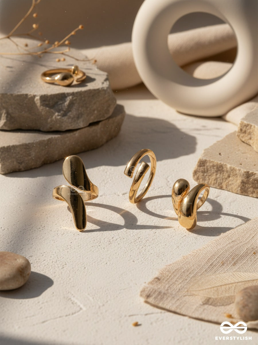 Melt Curve - Contemporary Gold Ring Set