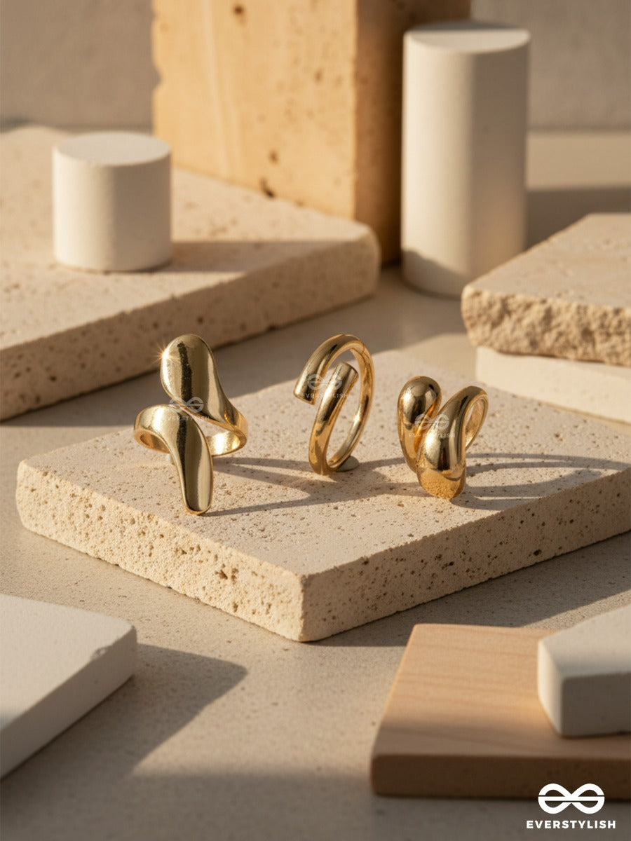 Melt Curve - Contemporary Gold Ring Set