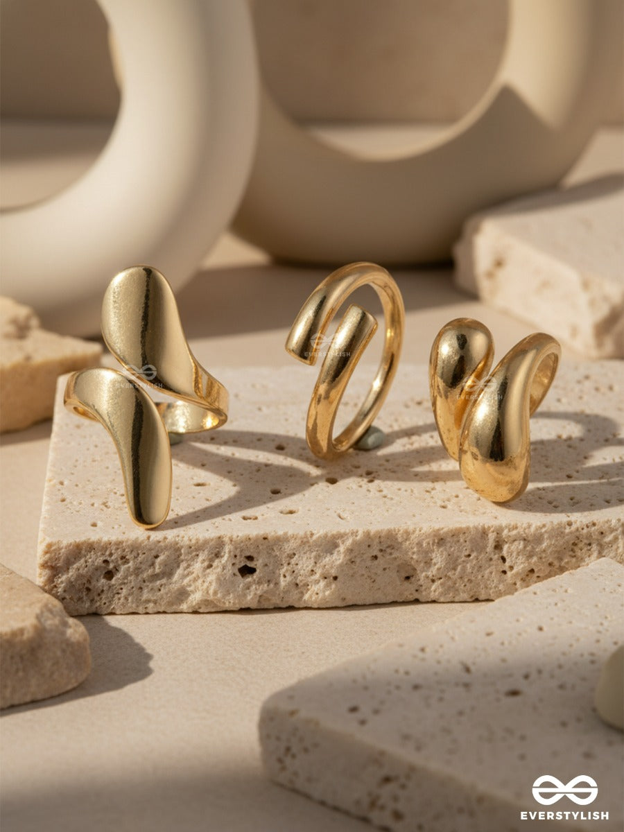 Melt Curve - Contemporary Gold Ring Set