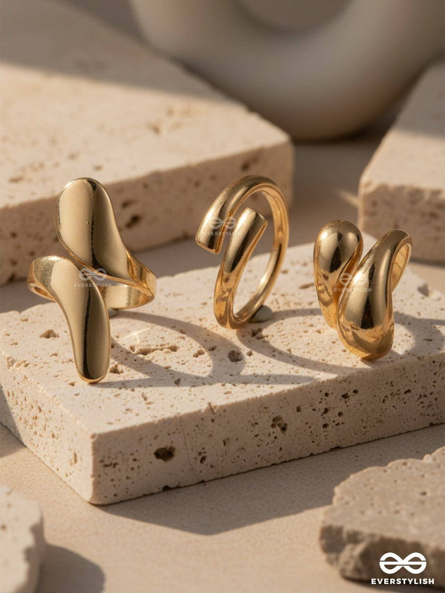 Melt Curve - Contemporary Gold Ring Set