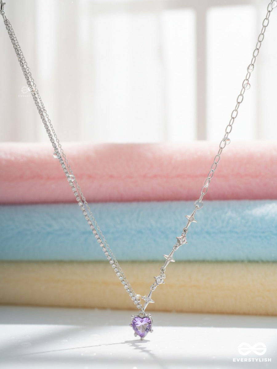 Amethyst Wish - Purple Heart Necklace With Star Detail