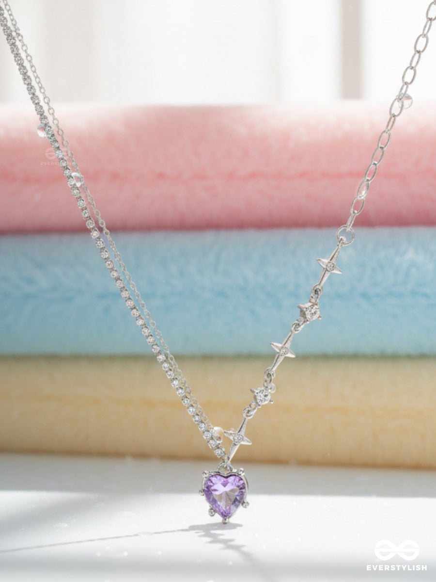 Amethyst Wish - Purple Heart Necklace With Star Detail