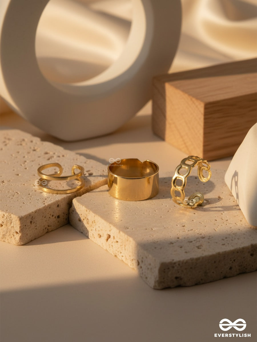 Gold Contrast - Modern Ring Set