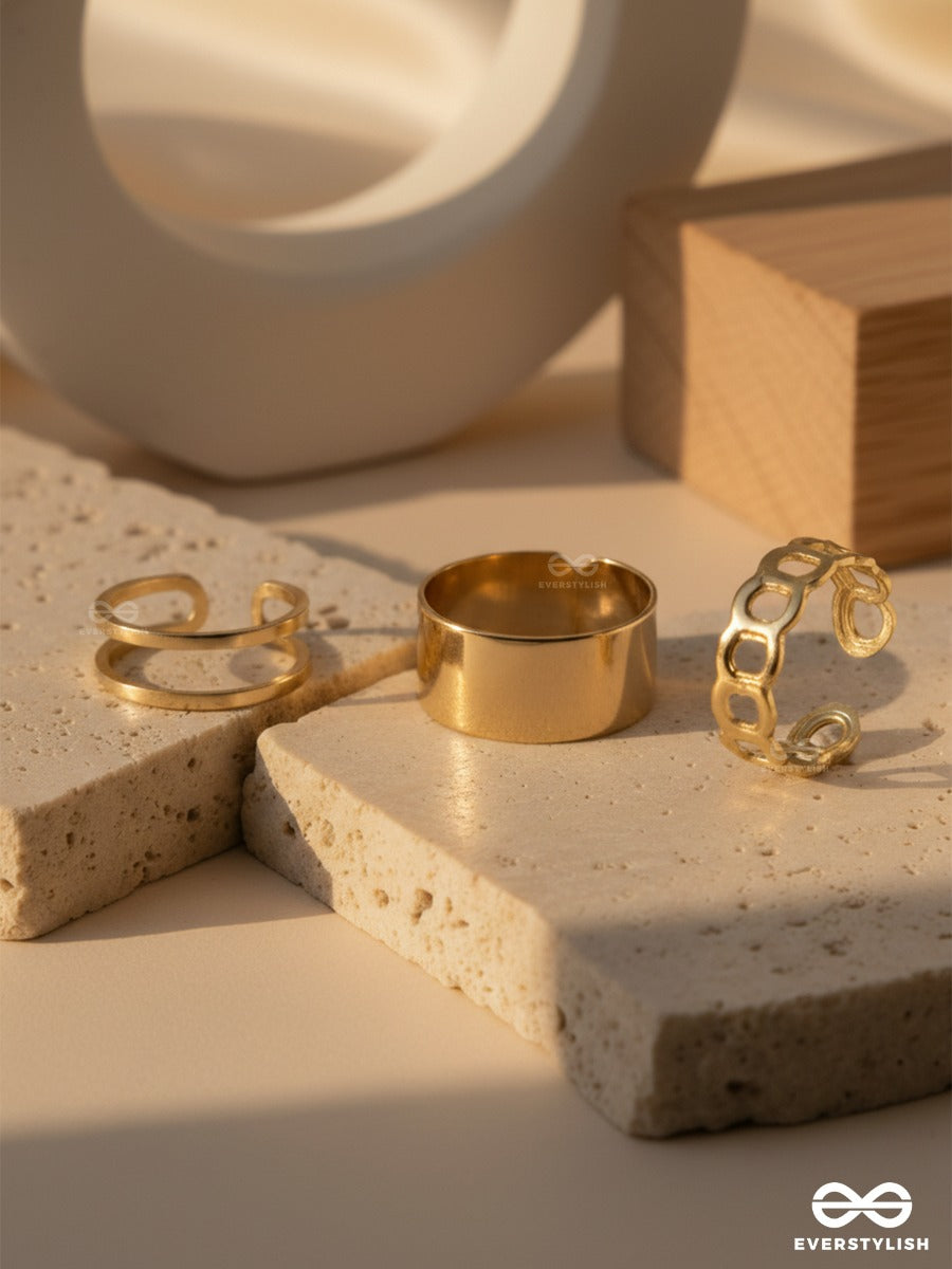 Gold Contrast - Modern Ring Set