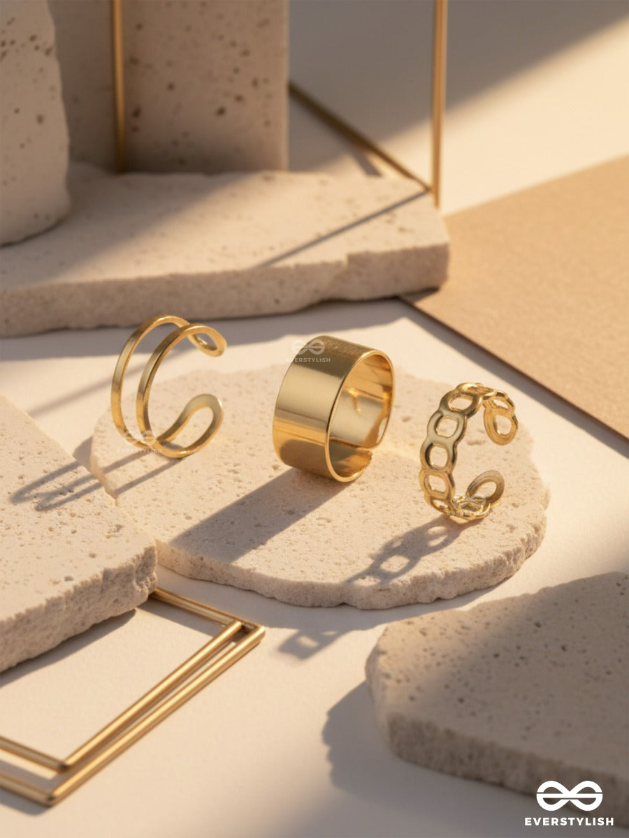Gold Contrast - Modern Ring Set