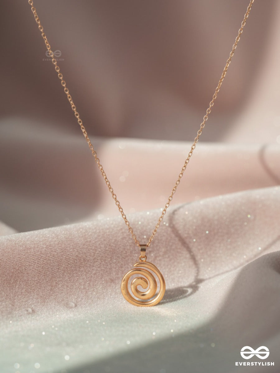 Golden Whirl - Elegant Swirl Charm Necklace