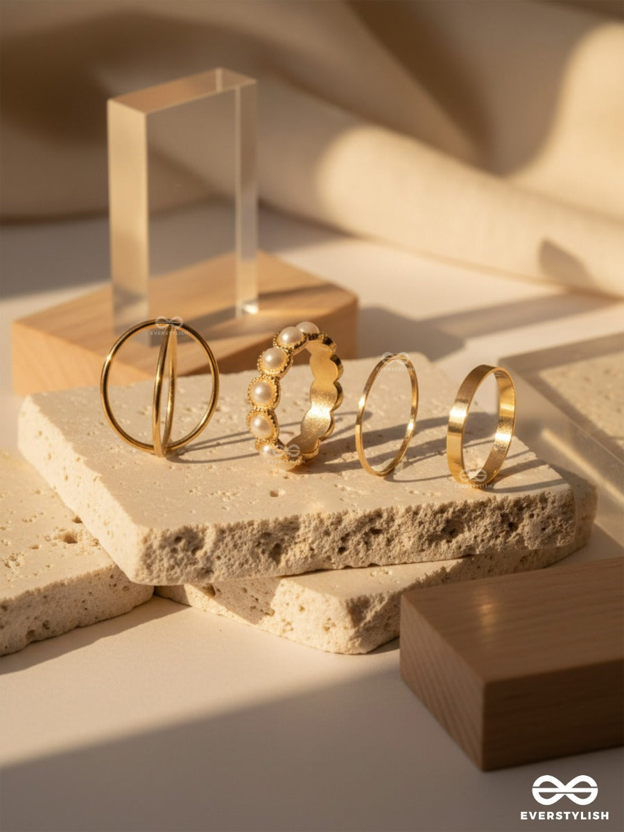 Pretty Lines - Gold Ring Set
