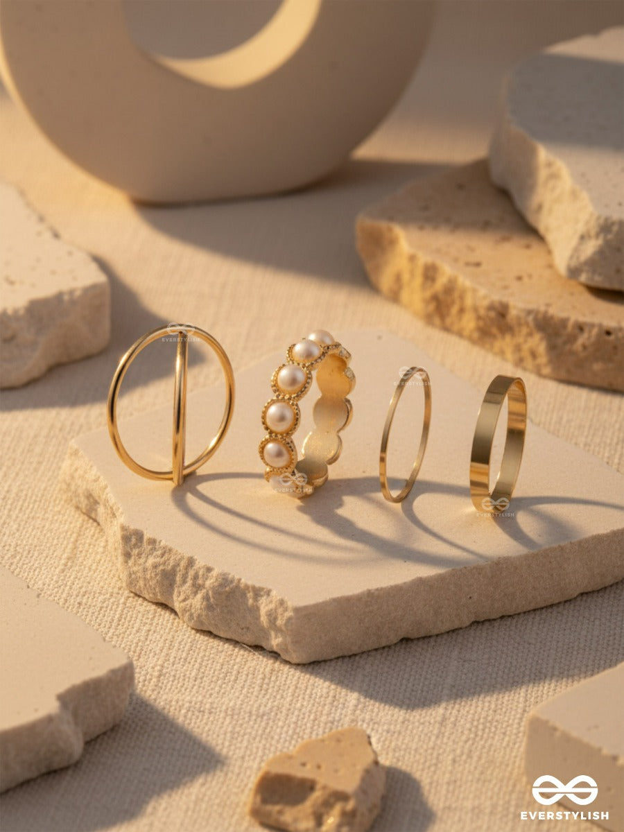 Pretty Lines - Gold Ring Set
