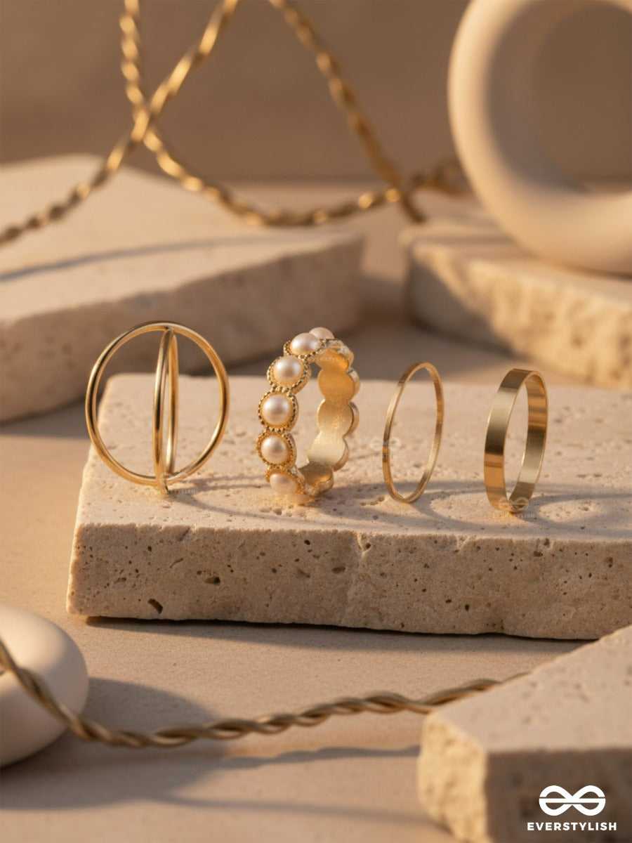 Pretty Lines - Gold Ring Set