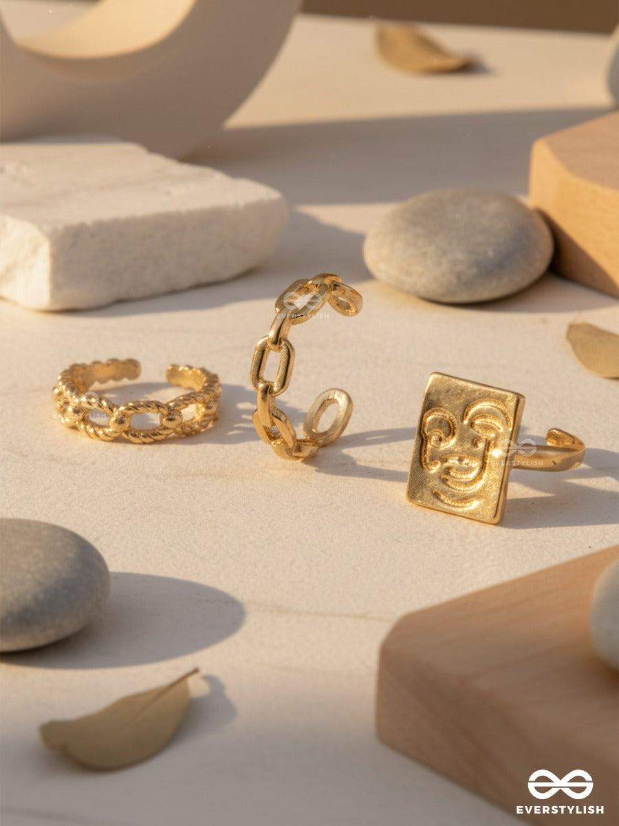 Mismatch Magic - Gold Ring Set