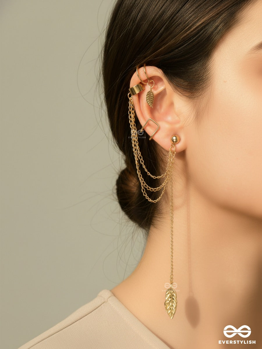 Terra Whisper - Asymmetric Golden Earcuff Set