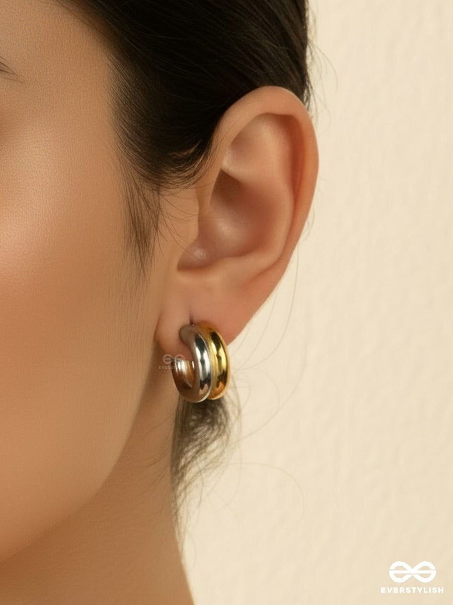 Twin Rims - Two-Tone Hoop Earrings