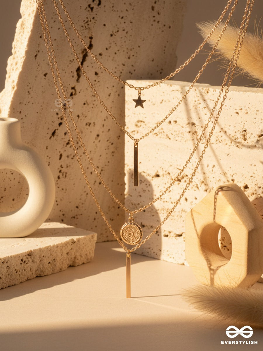 Moonpath Fall - Soft Celestial Layered Statement Necklace