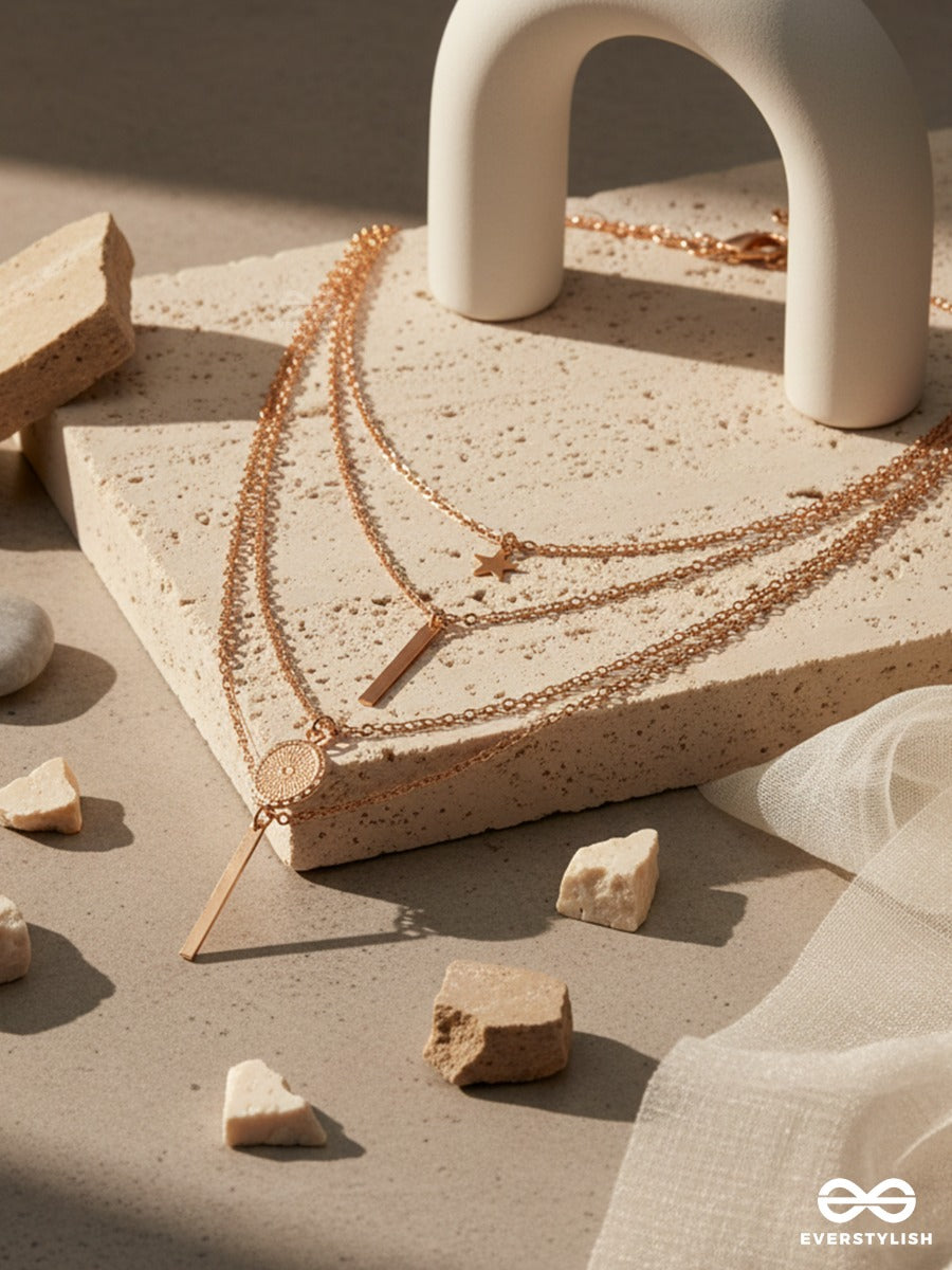Moonpath Fall - Soft Celestial Layered Statement Necklace