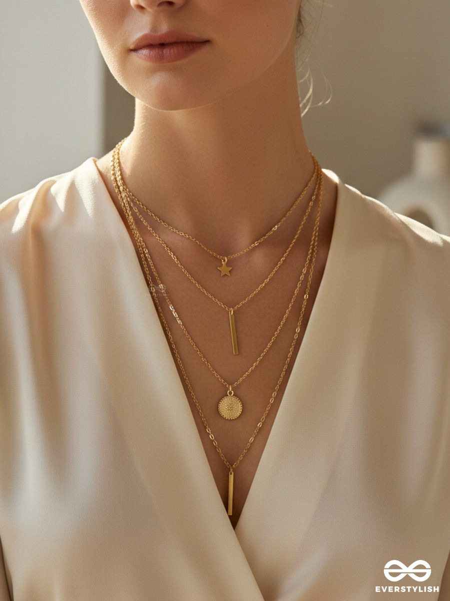 Moonpath Fall - Soft Celestial Layered Statement Necklace