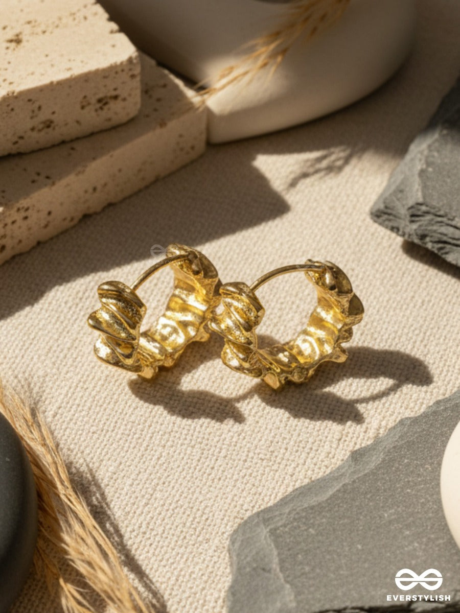 Ripple Edge - Sculpted Golden Hoop Earrings