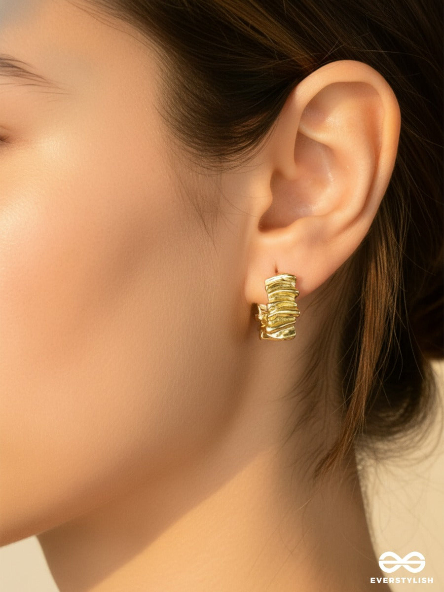 Ripple Edge - Sculpted Golden Hoop Earrings
