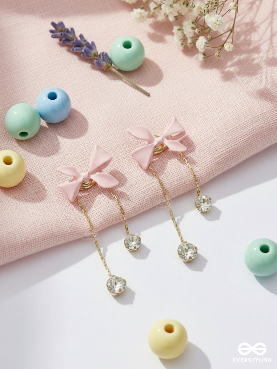 Sweet Tie - Blush Bow Dangle Earrings