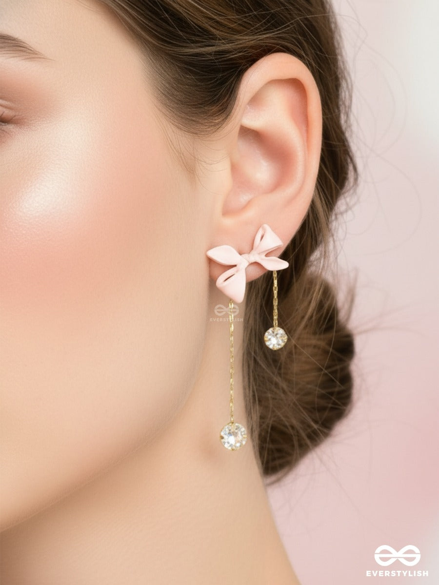 Sweet Tie - Blush Bow Dangle Earrings