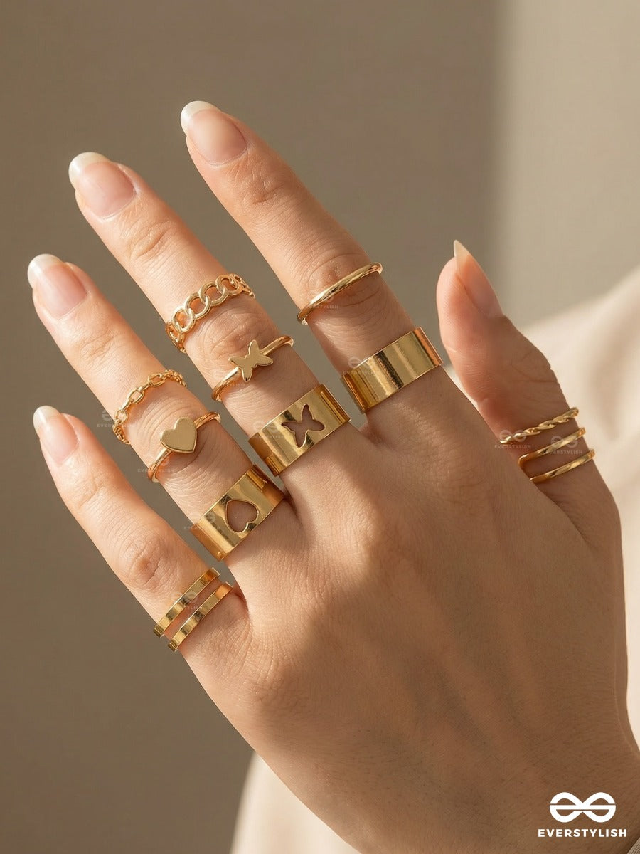 Icon Stack - Modern Stacked Golden Ring Set