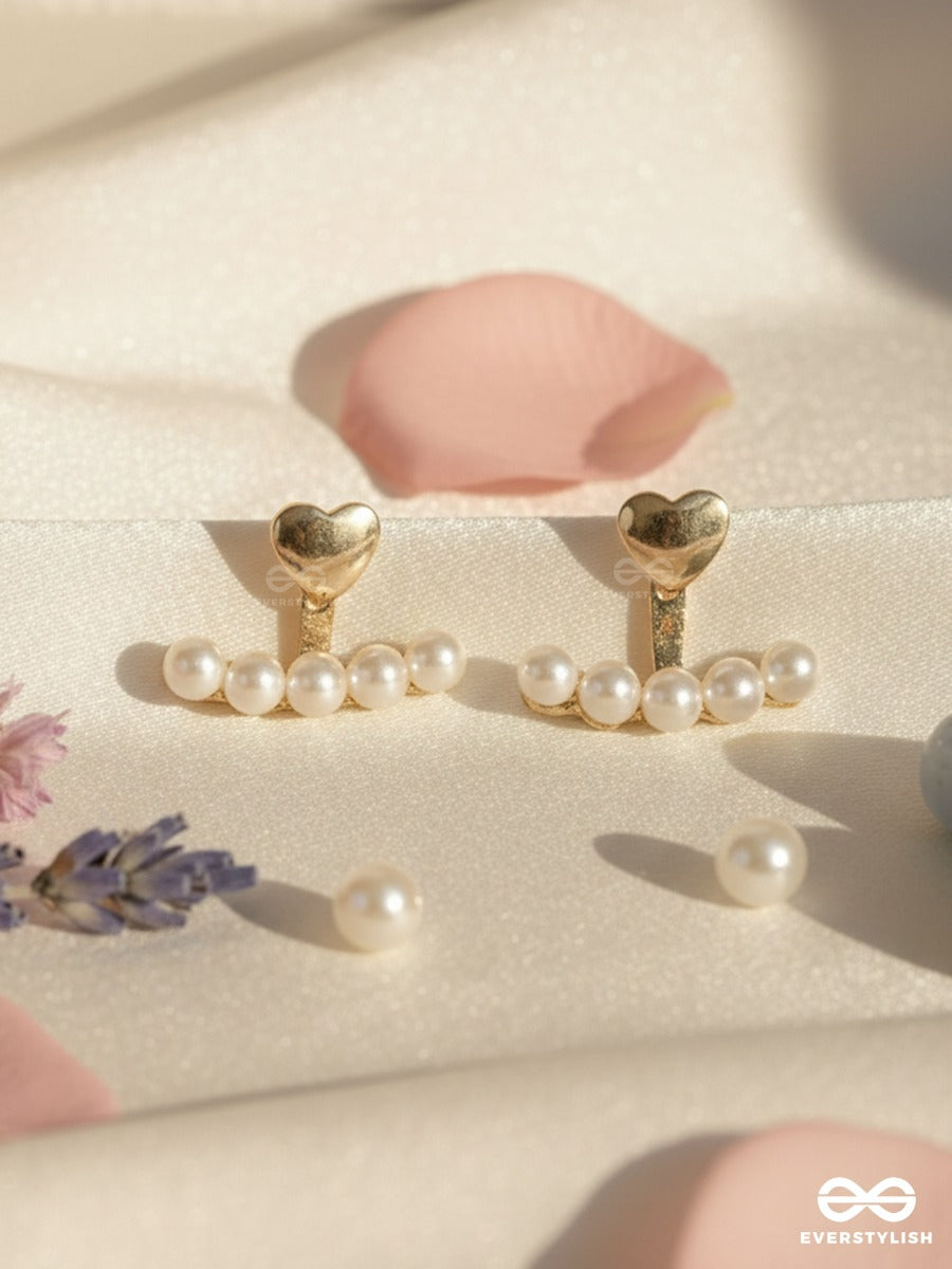 Heartline Pearl - Gold Pearl Ear Climbers