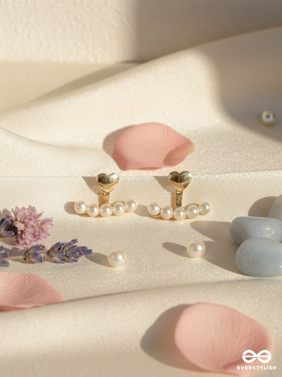 Heartline Pearl - Gold Pearl Ear Climbers