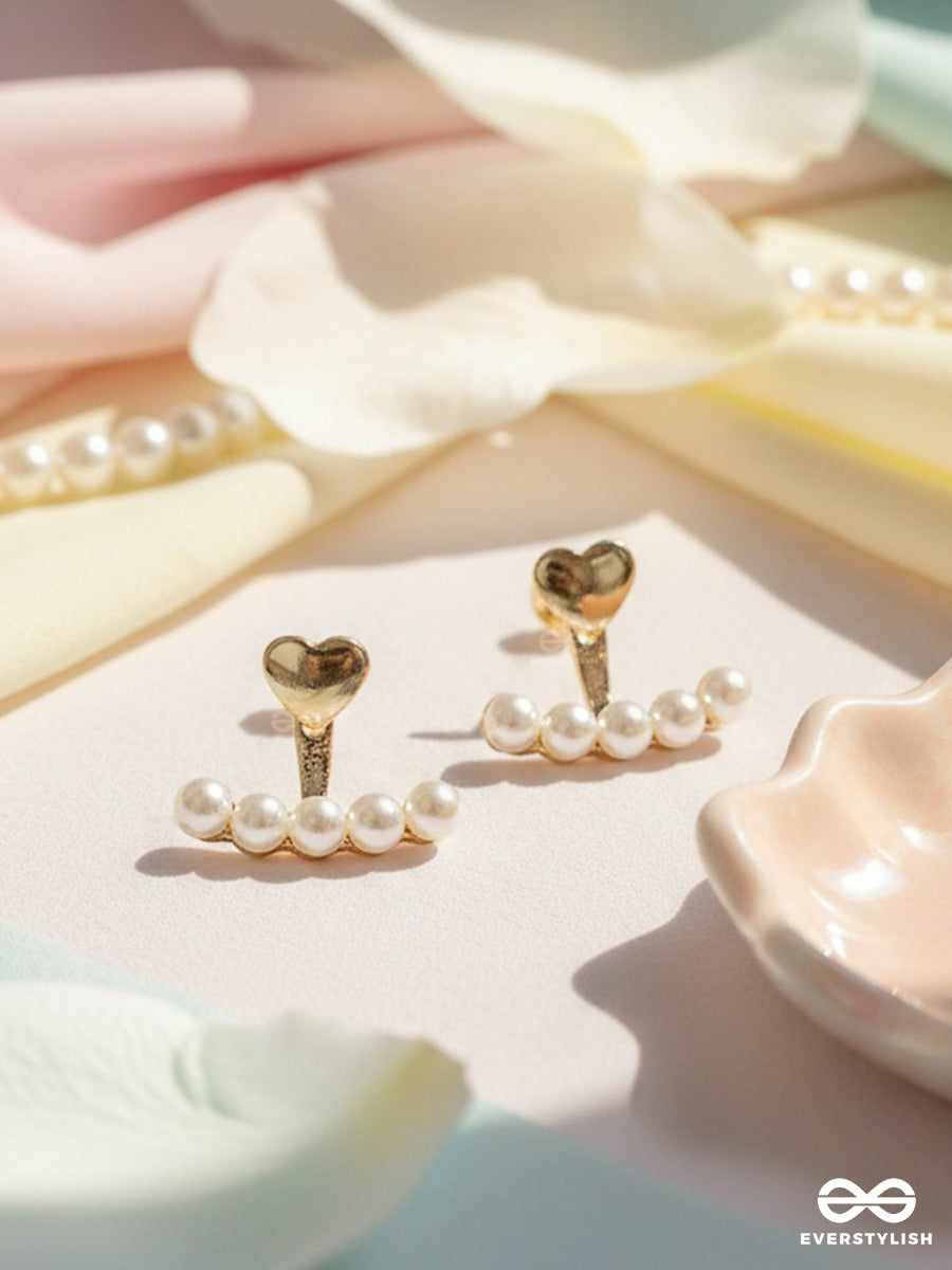 Heartline Pearl - Gold Pearl Ear Climbers