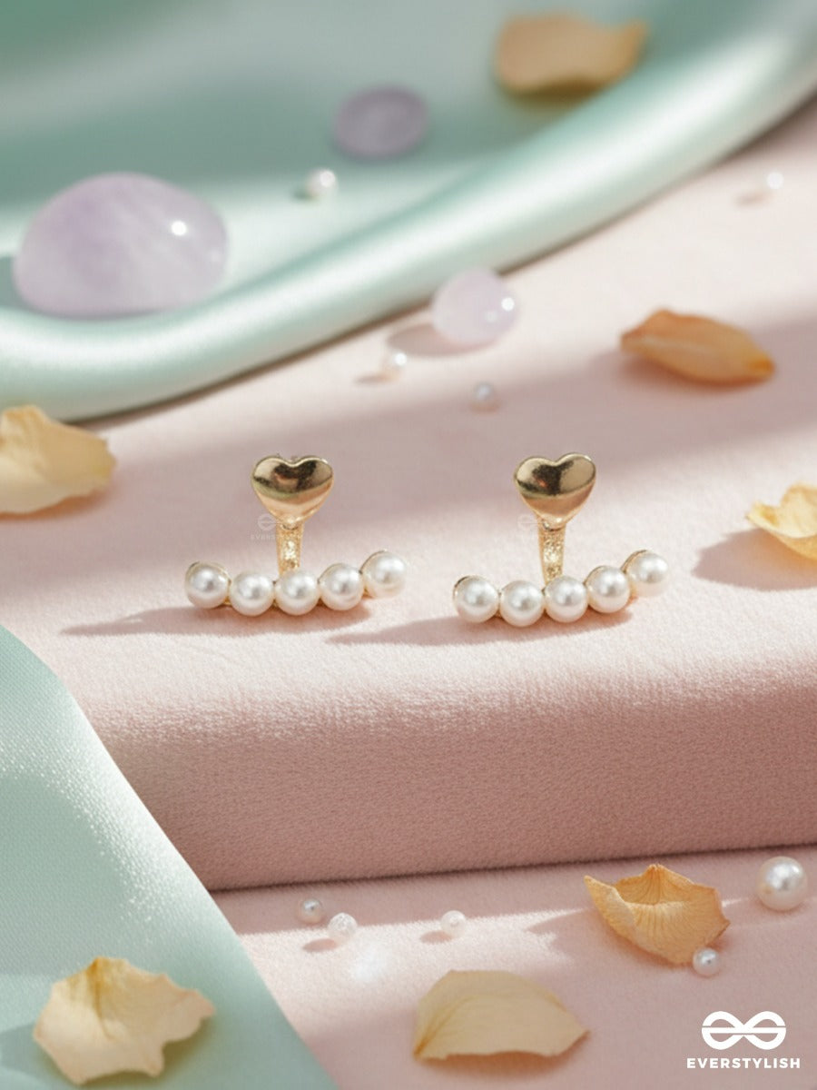 Heartline Pearl - Gold Pearl Ear Climbers