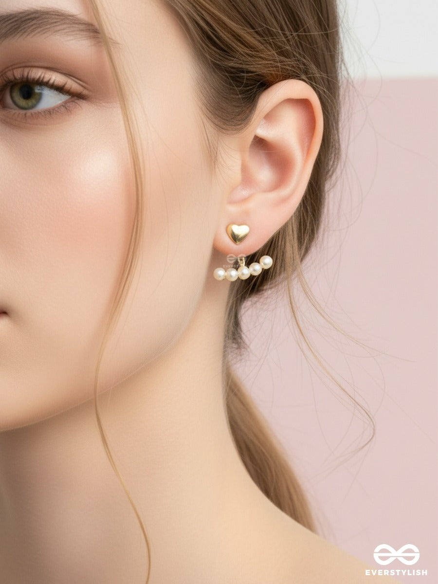 Heartline Pearl - Gold Pearl Ear Climbers