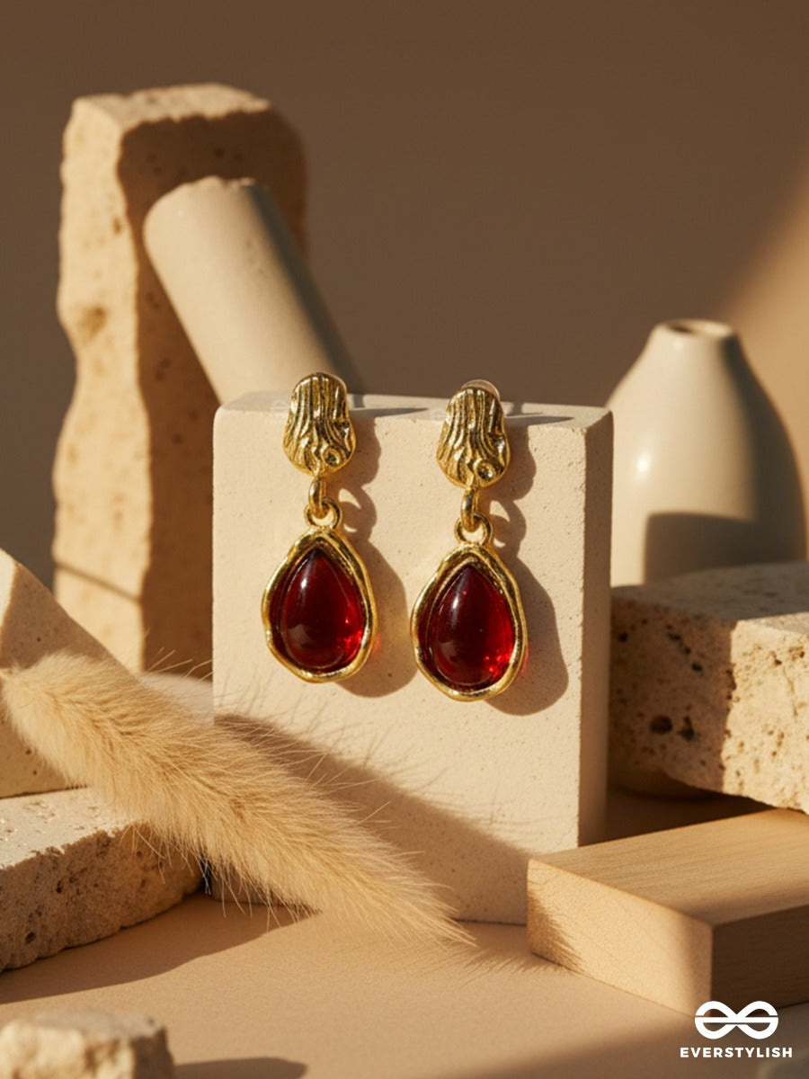 Crimson Glow - Teardrop Earrings
