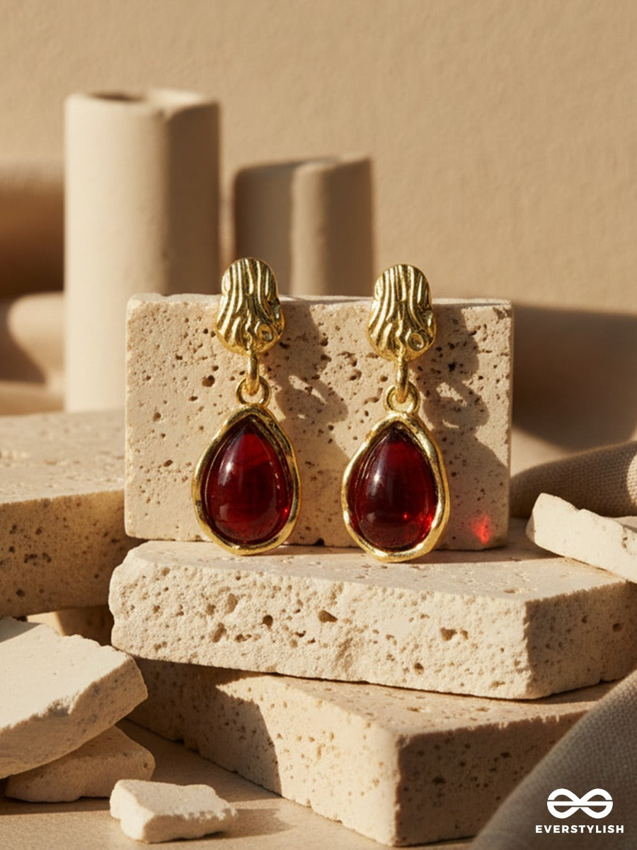 Crimson Glow - Teardrop Earrings