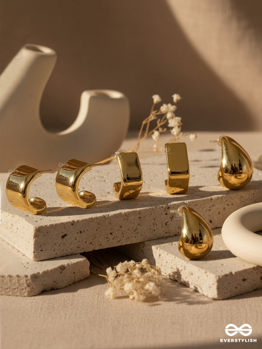 The Aurum Stack - Gold Stud Earrings Set
