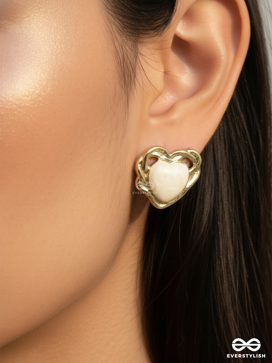 Framed In Love - Gold Heart Studs