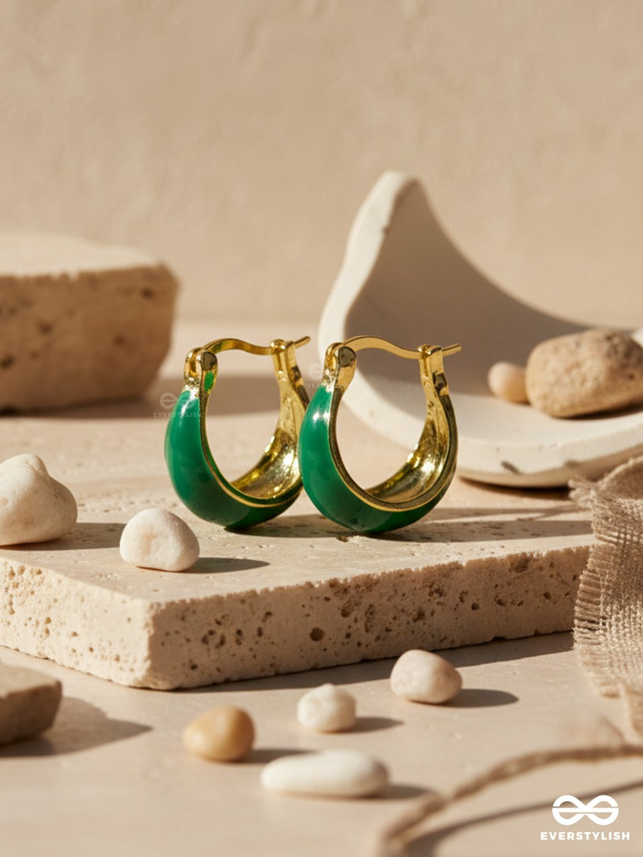 Jade Curve - Gold Hoop Earrings