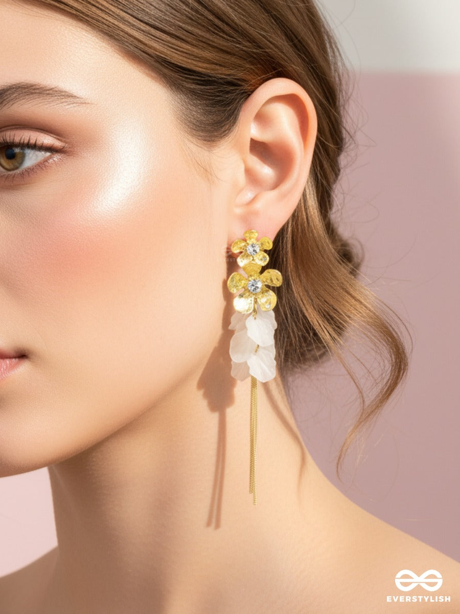 Celestial Cascade - Gold Floral Drop Earrings