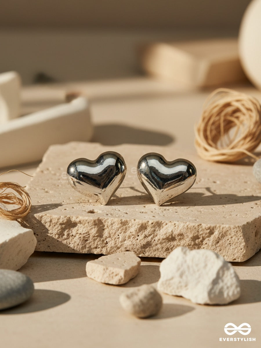 Platinum Crush - Heart Stud Earrings