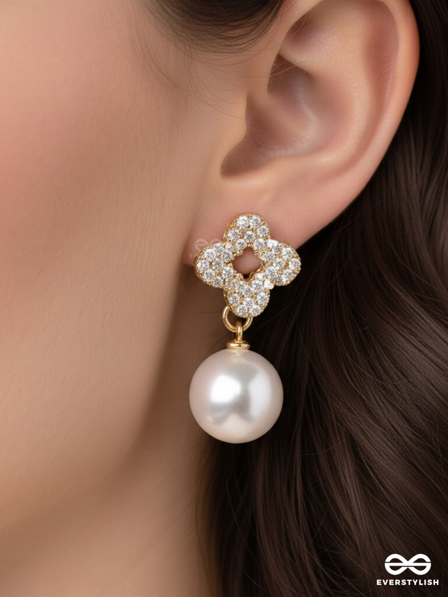 Quatre Shimmer - Pearl Drop Earrings
